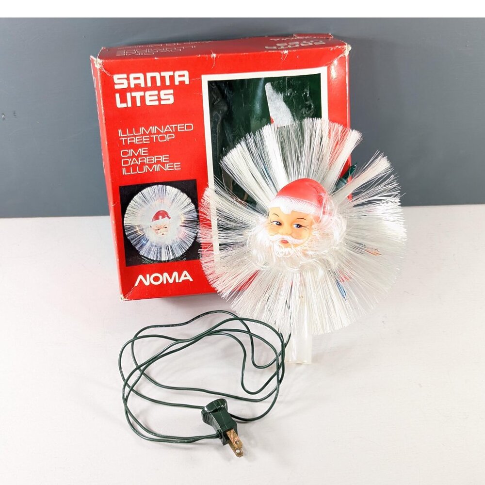 Vintage Noma Santa Face Tree Topper: Illuminated Retro Christmas Decor